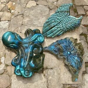 Carved Labradorite Sculpture Collection (3 Pieces)